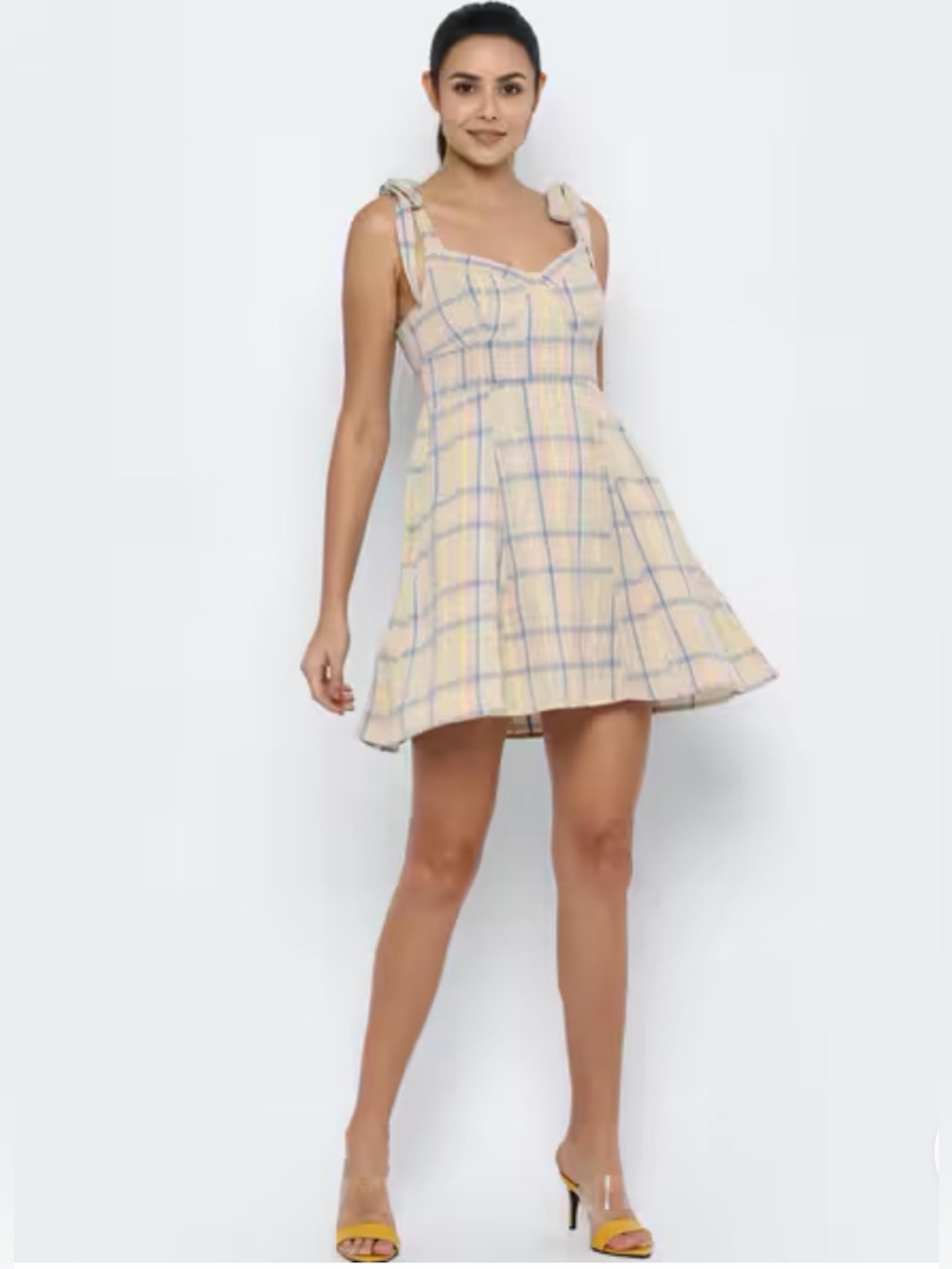 American Eagle Women’s XXL Pastel Plaid Sweetheart Cutout Back Mini Sundress 2XL